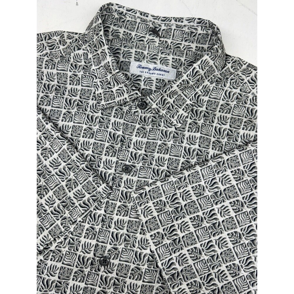Tommy Bahama The Bahama Coast Shirt Island Zone Geometric White Black Men’s L